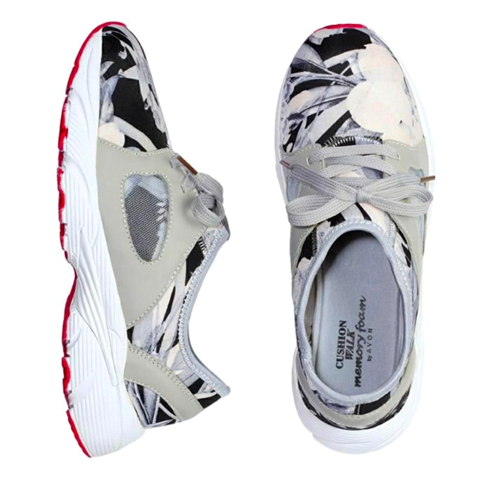 AVON Memory Foam Floral performance sneakers Sz 8